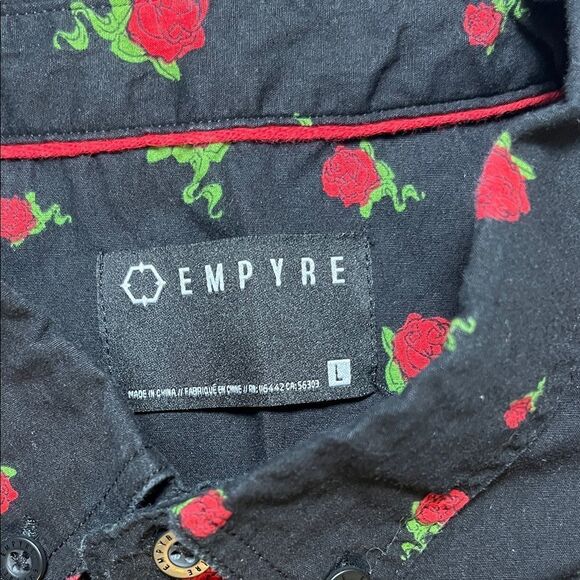 Empyre Black Shirt with Red Floral Design - Picture 2 of 5